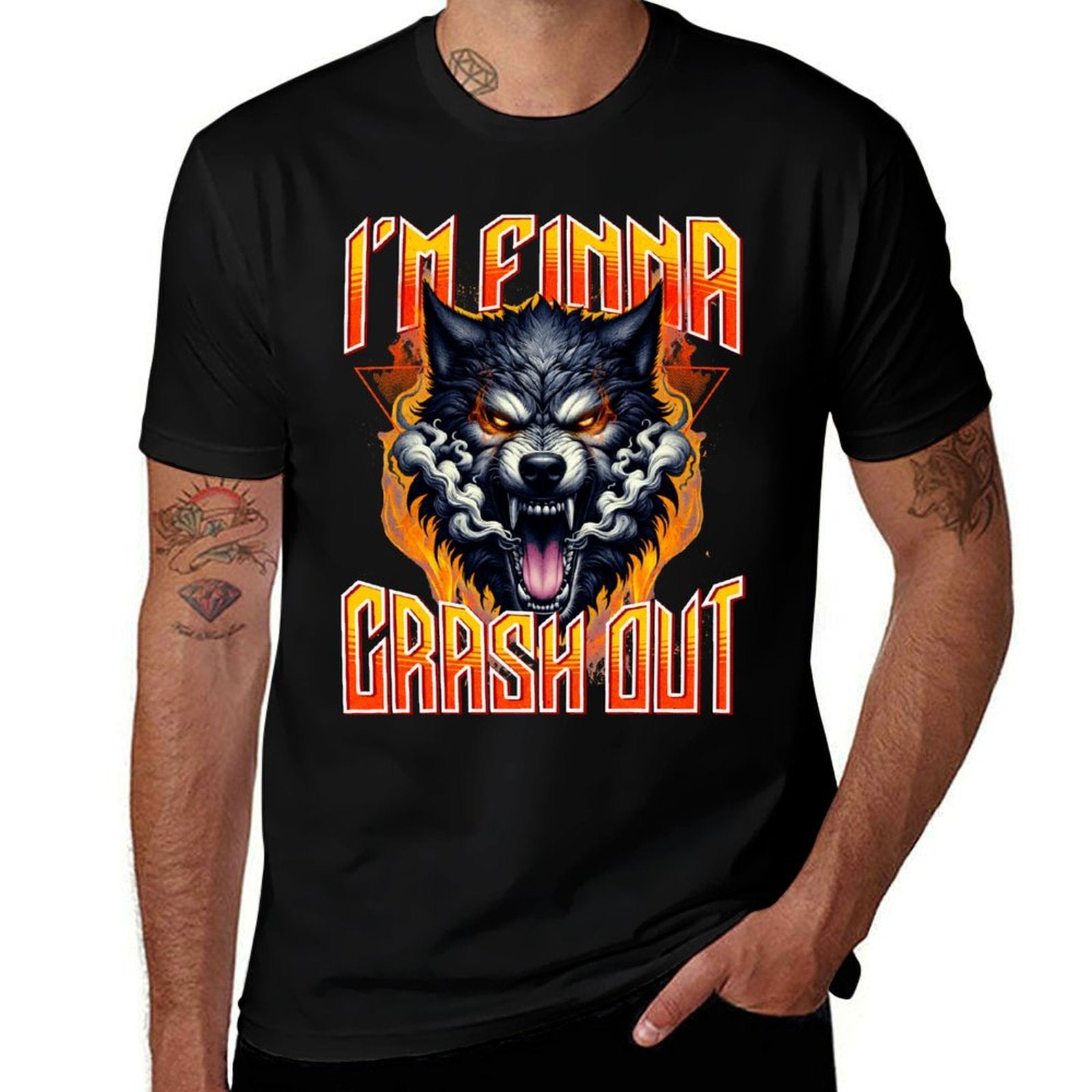 Im Finna Crash Out Ironic Meme Sigma Brainrot Quote  Rolled Sleeves T-Shirt