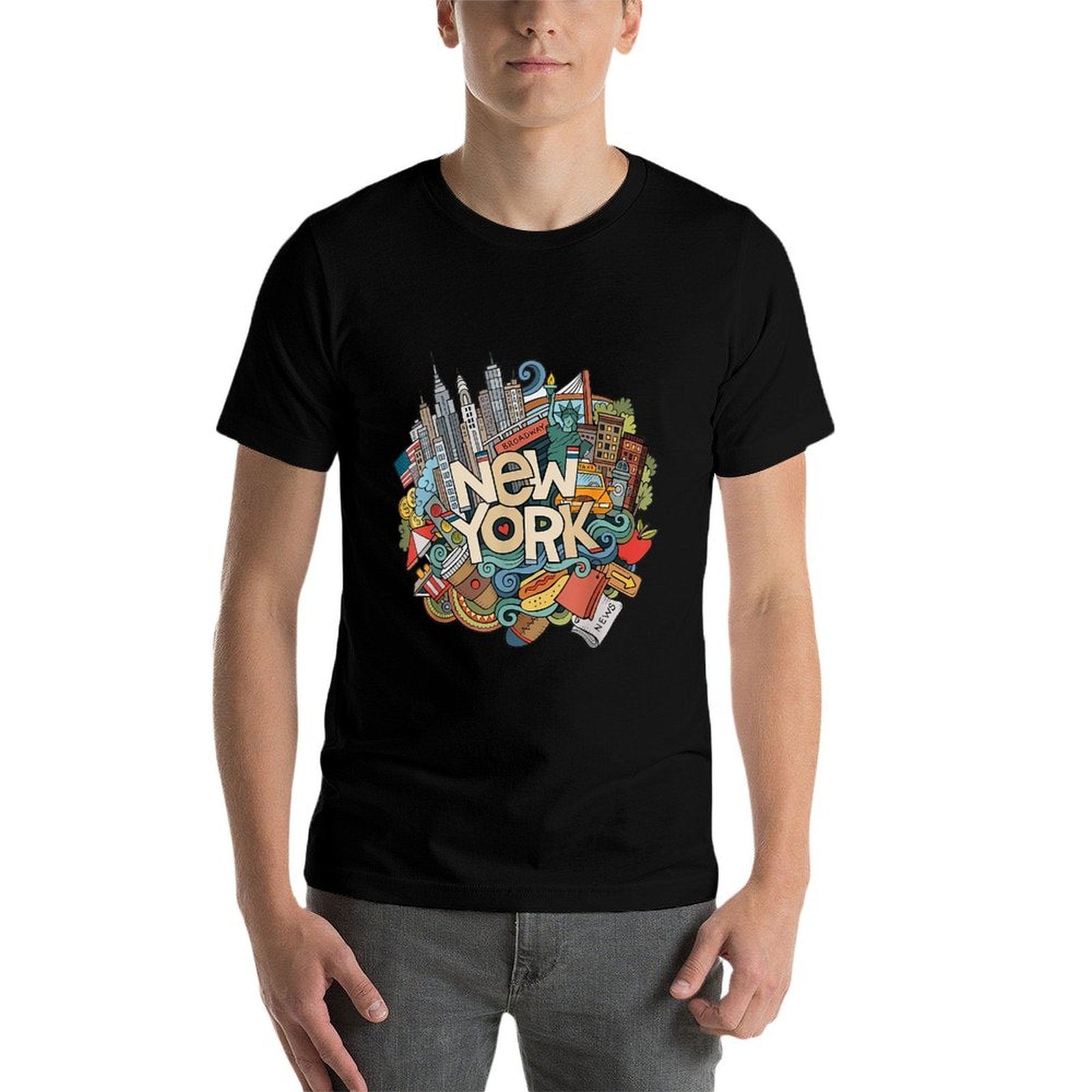 New York City NYC Iconic Skyline Big Apple Gift Souvenir  Polyester Blend T-Shirt