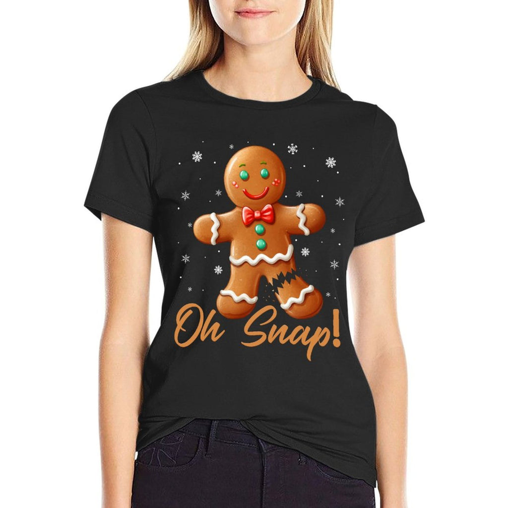 Funny Oh Snap Gingerbread Cookie Christmas  Trendy Pattern T-Shirt