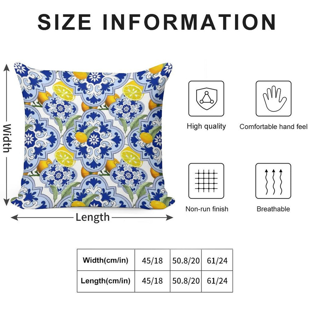 Summer,citrus,lemon Fruit Mosaic,Sicilian Style,tiles, Pattern Soft Washable Throw Pillow