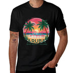 Arubas One Happy Island Beautiful Sunset Beach Flamingo  Durable T-Shirt