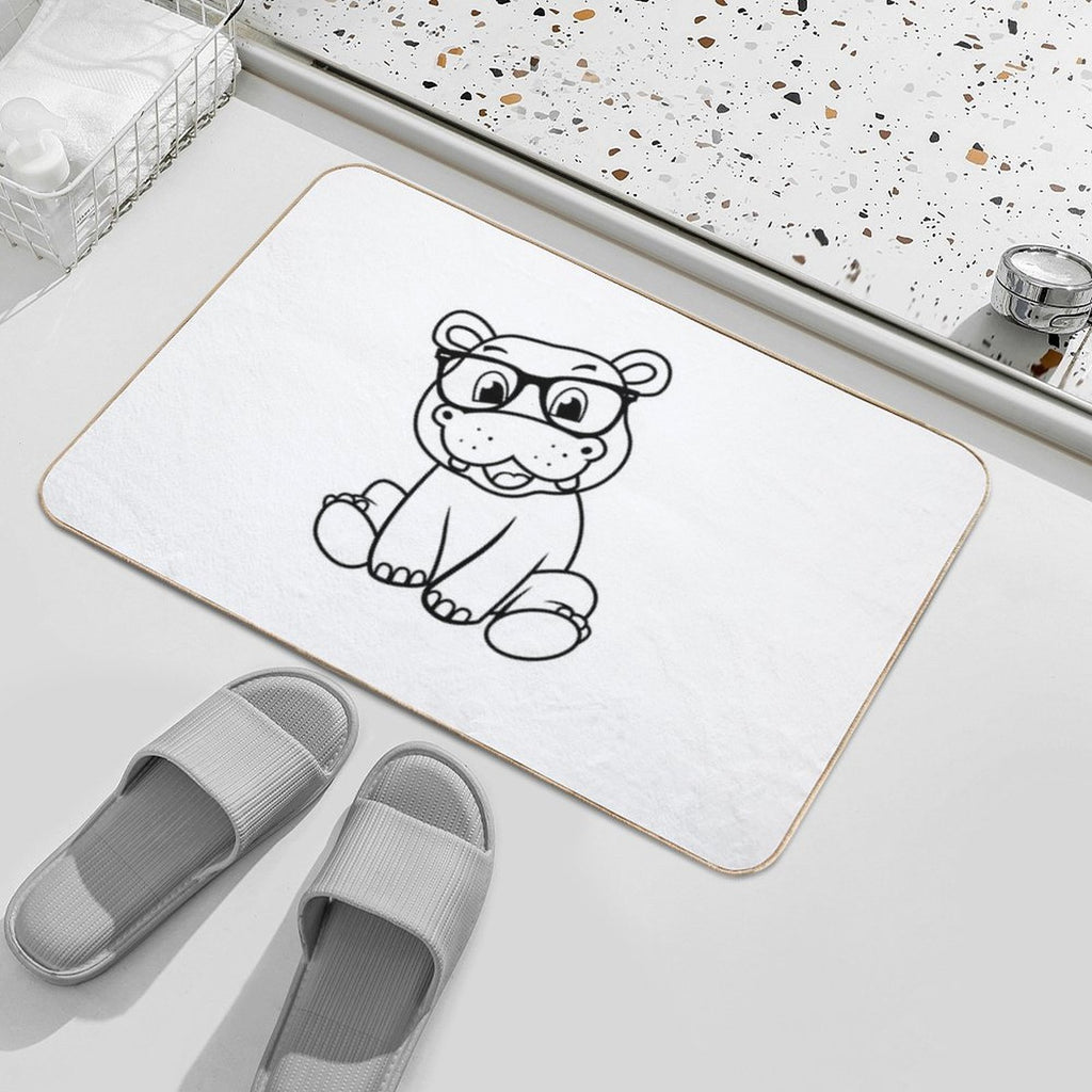 Hip Hip Hipster Hippo  Odorless Bath Mat
