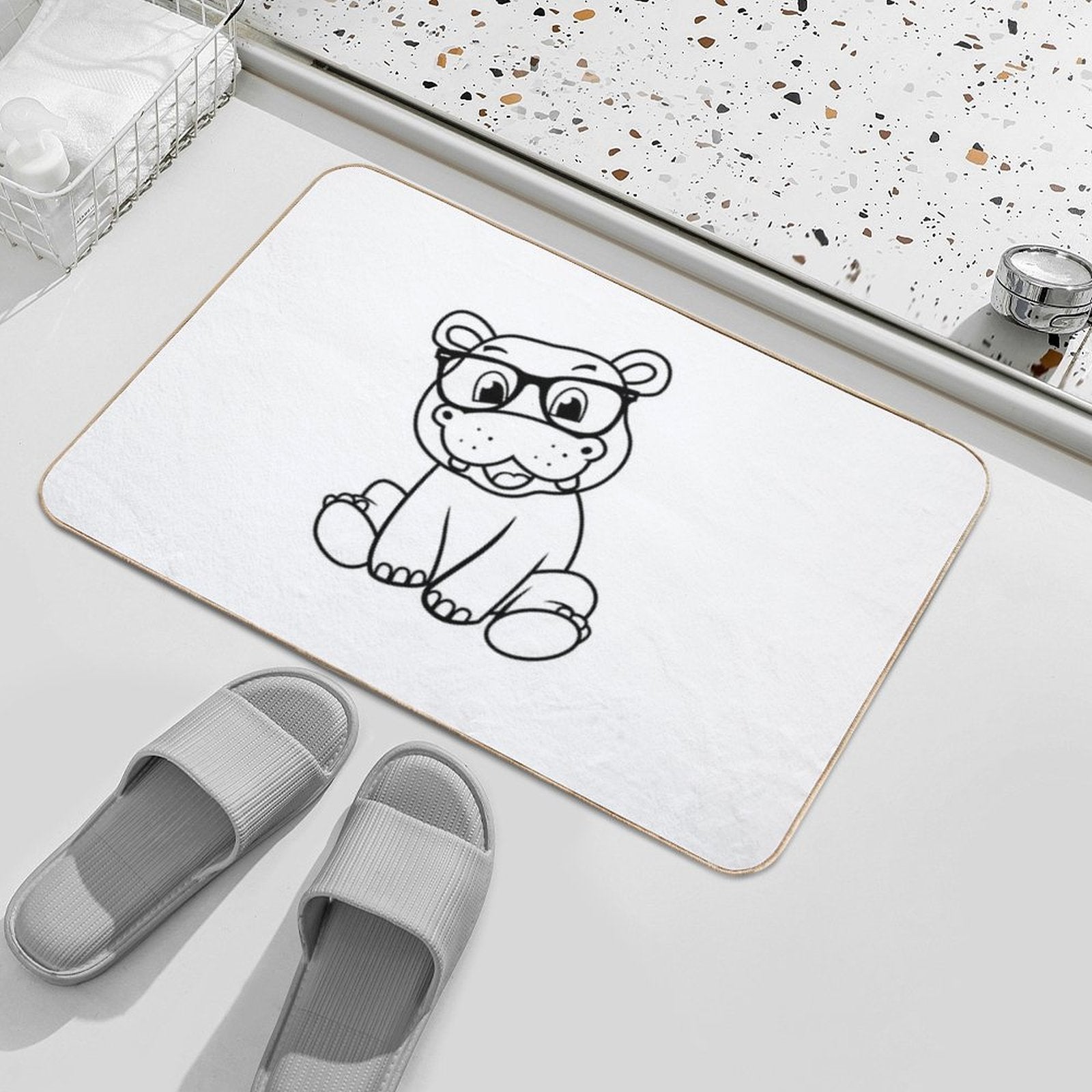 Hip Hip Hipster Hippo  Odorless Bath Mat
