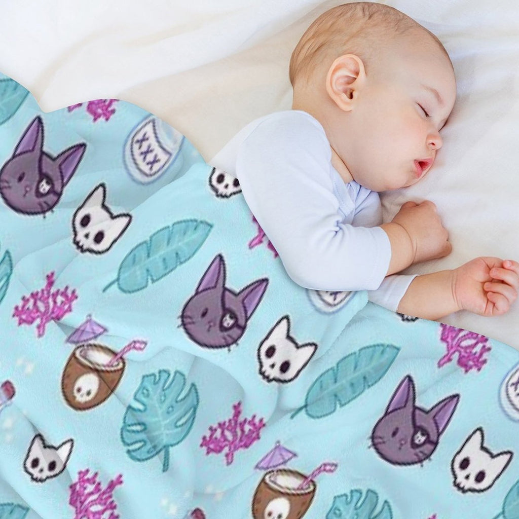 Pirate Cat  Turquoise  Nikury Comfort Throw Blanket