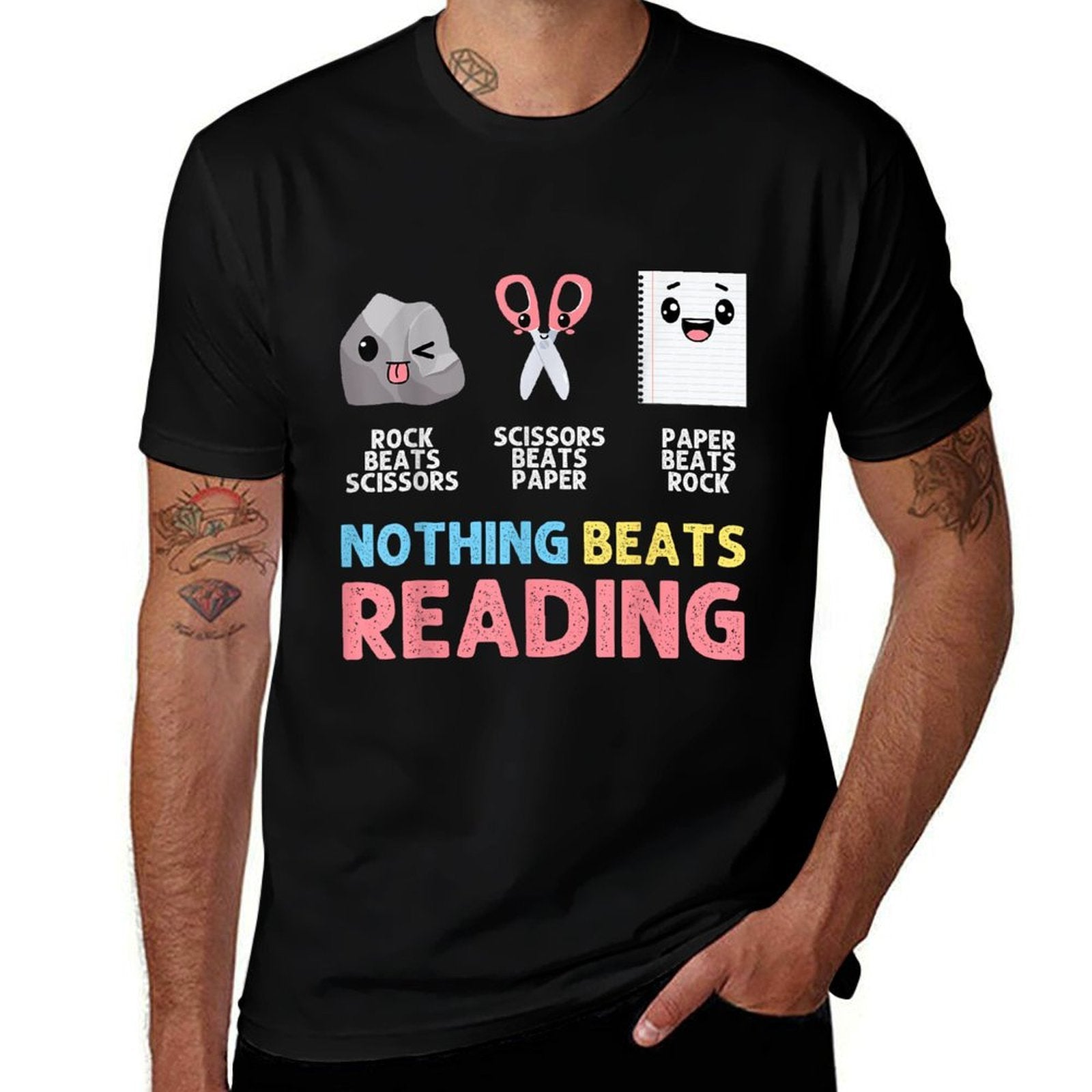 Nothing Beats Reading Funny Rock Paper Scissors  Easy-care T-Shirt