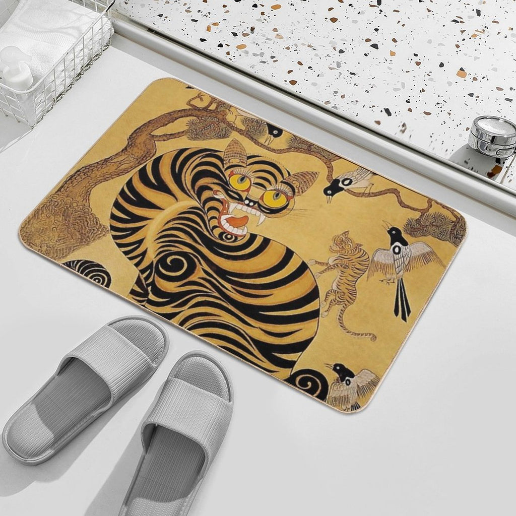 Traditional Korean Minhwa Tiger  Slip-Resistant Bath Mat