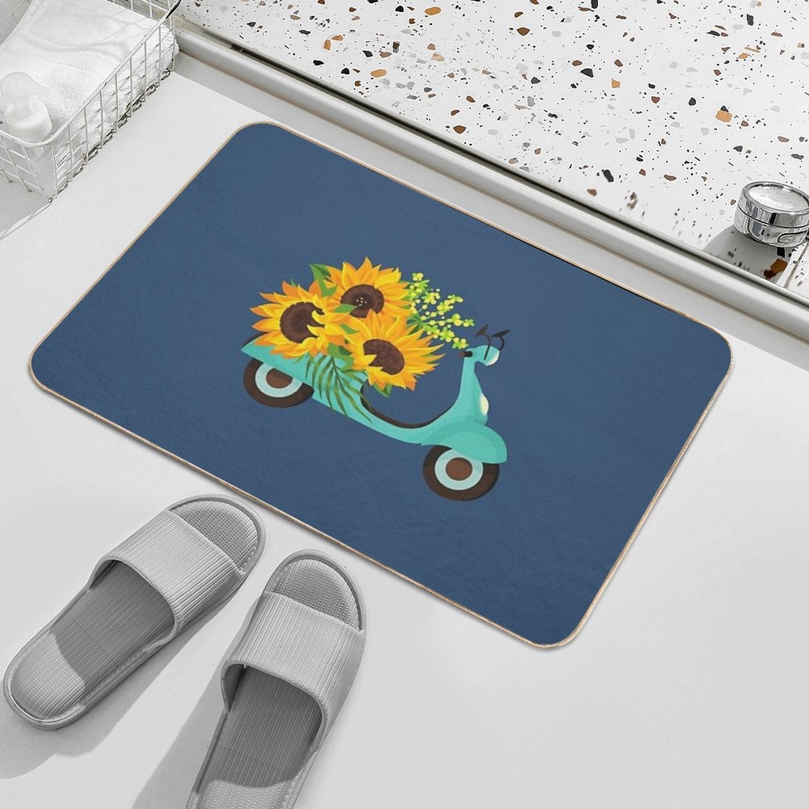 Sunflower Pattern  Pet-Safe Bath Mat
