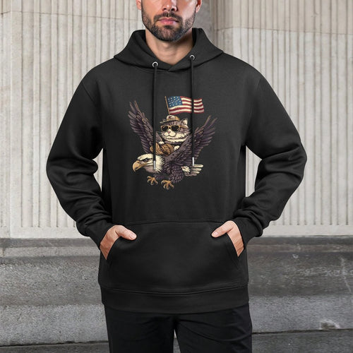4th Of July USA American America Bald Eagle Cat Layering Staple Hoodie