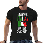 Italian My Mom Is Italian Nothing Scares Me Italian  Ribbed Collar T-Shirt