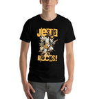 Church And Jesus Is My Jam Funny Jesus Rocks! Guitar Playing Jesus Christ  Rolled Sleeves T-Shirt