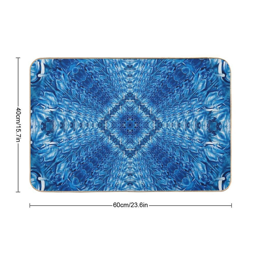 Velvet Splash Bloom Blue Ocean Waves Pattern 1  Dirt-Trapping Bath Mat