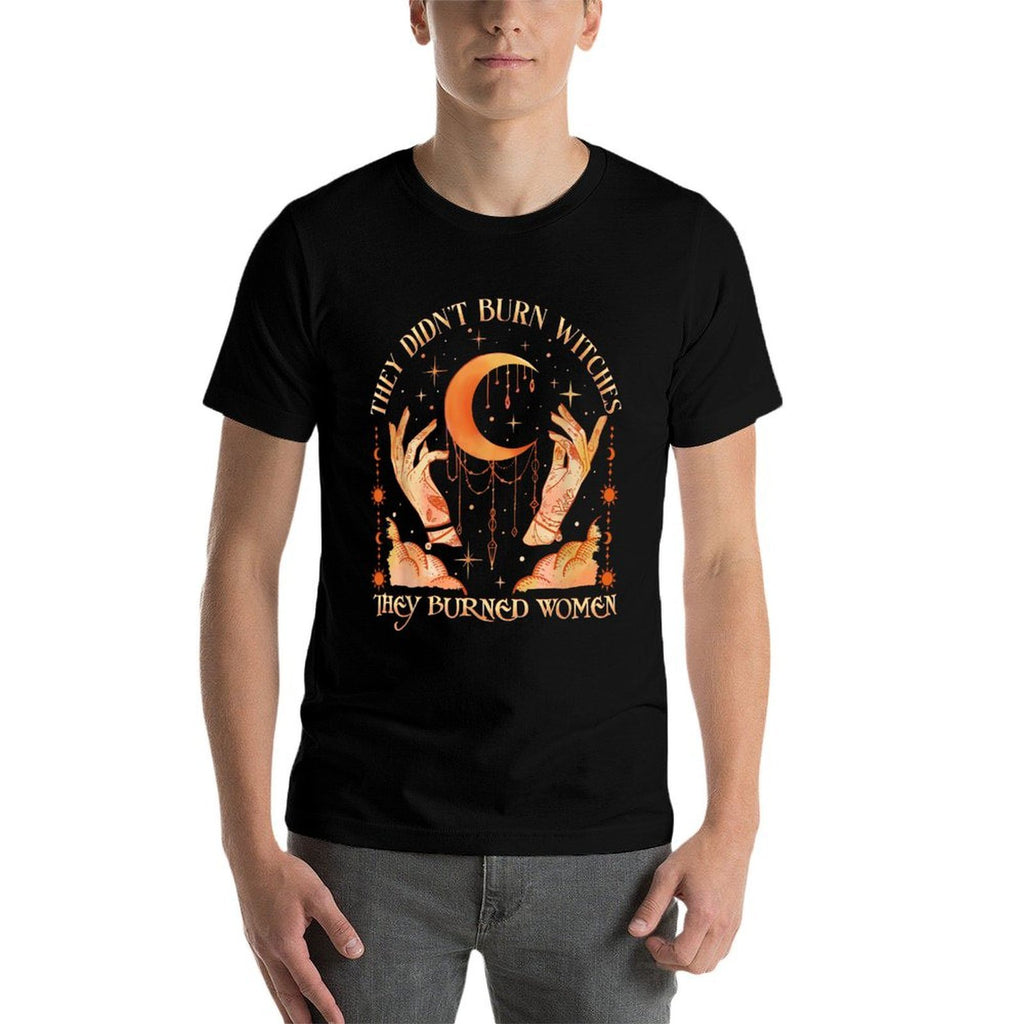 Witch Halloween They Didnt Burn Witches They Burned Women  Ribbed Collar T-Shirt