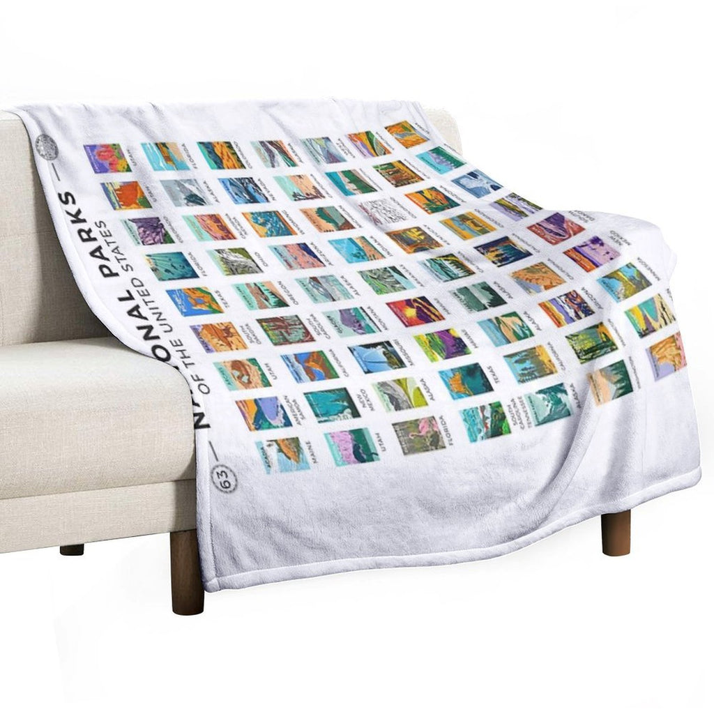 National Parks Of The United States Poster List Machine-washable Throw Blanket