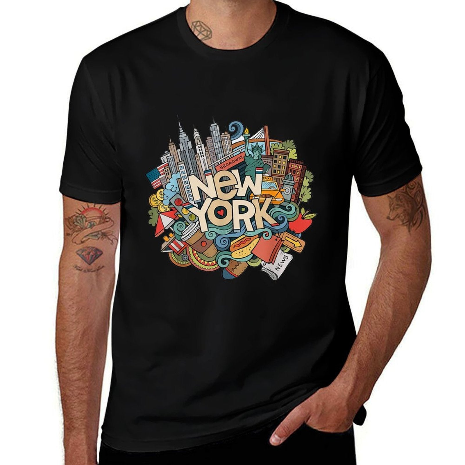 New York City NYC Iconic Skyline Big Apple Gift Souvenir  Polyester Blend T-Shirt
