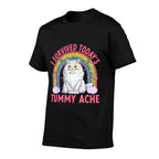 Funny Cat Meme Tummy Ache Joke Humor Cats Men Women Kids  Quick-drying T-Shirt