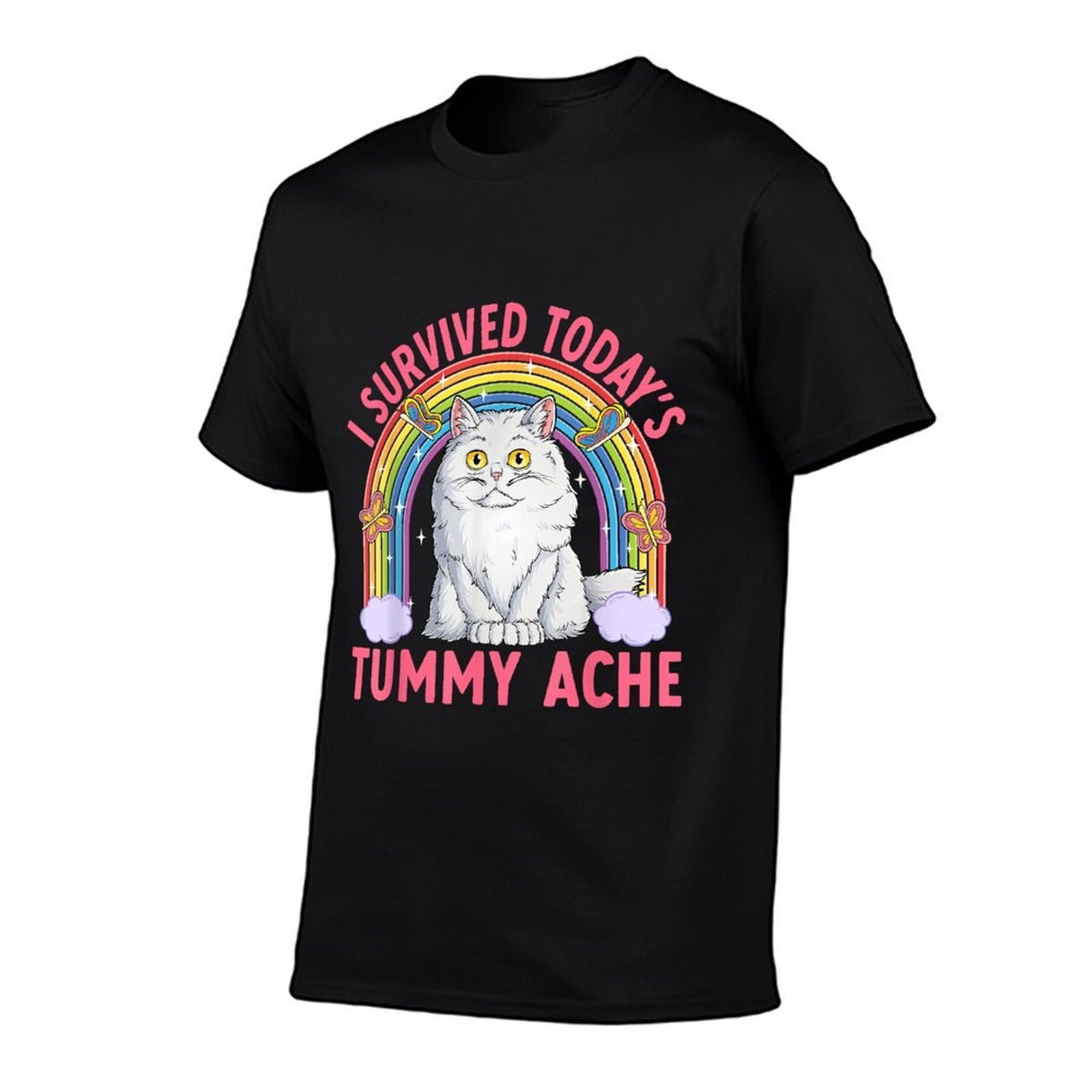 Funny Cat Meme Tummy Ache Joke Humor Cats Men Women Kids  Quick-drying T-Shirt