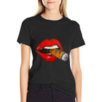 Sexy Women Smoking Cuban Cigar Red Lips Smoking  Vintage-inspired T-Shirt