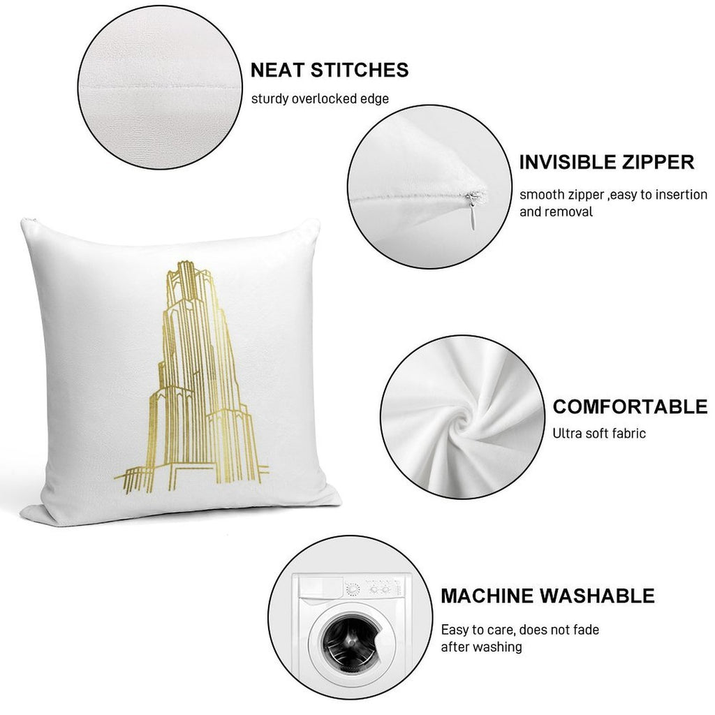 Gold Cathedral of Learning Soft Style Accent Throw Pillow