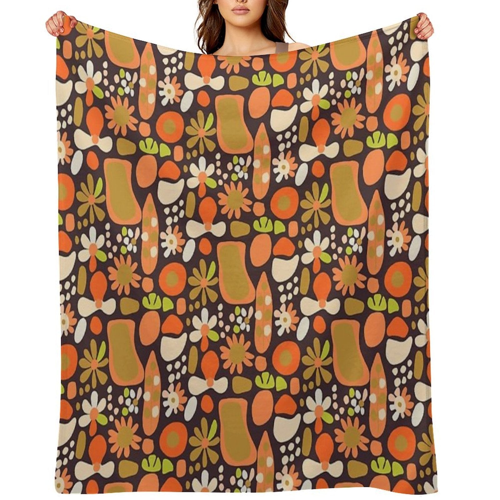 Retro Blossom Medley Premium Throw Blanket