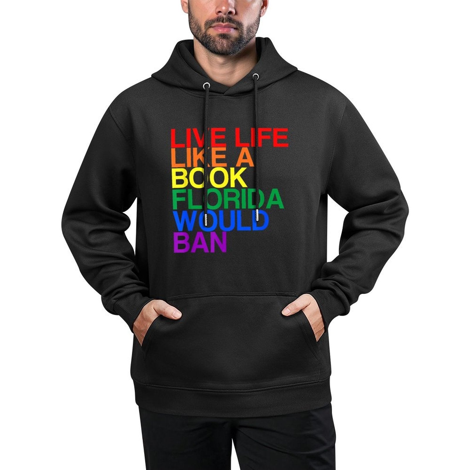 Live Like Book In Florida. LGBTQ Rainbow Gift, LGBTQIA Pride Shape Retention Hoodie