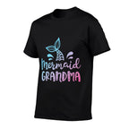Mermaid Grandma Funny Grandmother Family Matching Birthday  Wrinkle-resistant T-Shirt