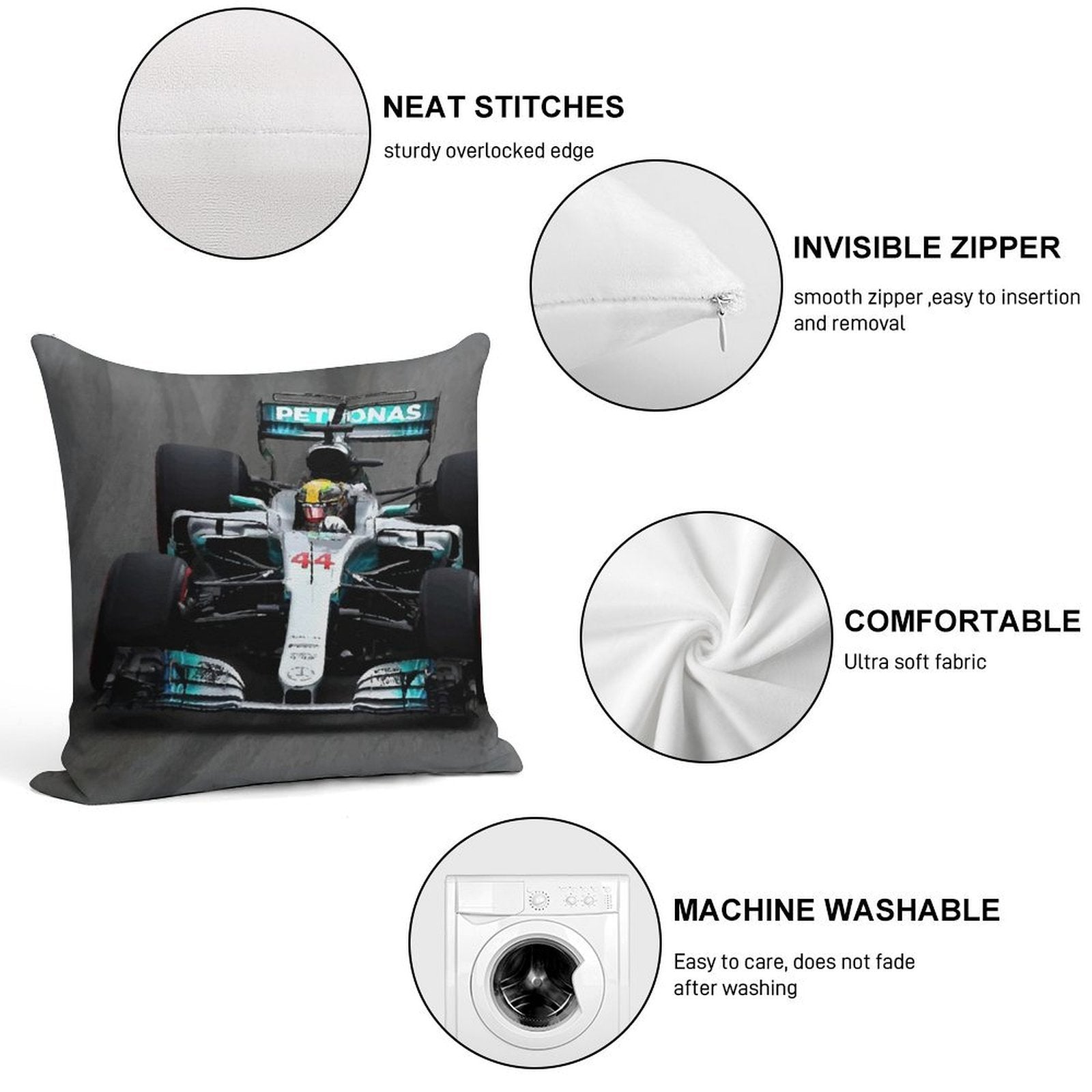 Lewis Hamilton 44 - Digital Art Soft Multiple Sizes Throw Pillow
