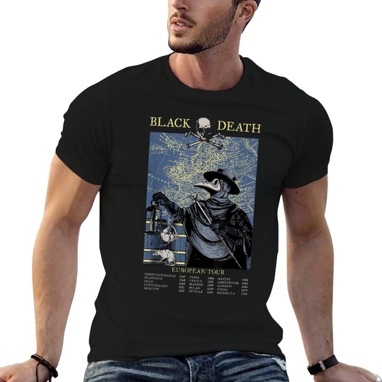Plague Mask Doctor Plague Black Death European Tour  High-quality Stitching T-Shirt