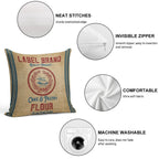 Vintage Burlap Like Flour Sack Soft High-Density Material Throw Pillow