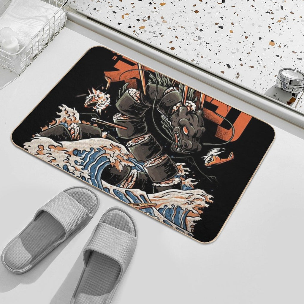 The Black Sushi Dragon  Fade-Resistant Bath Mat