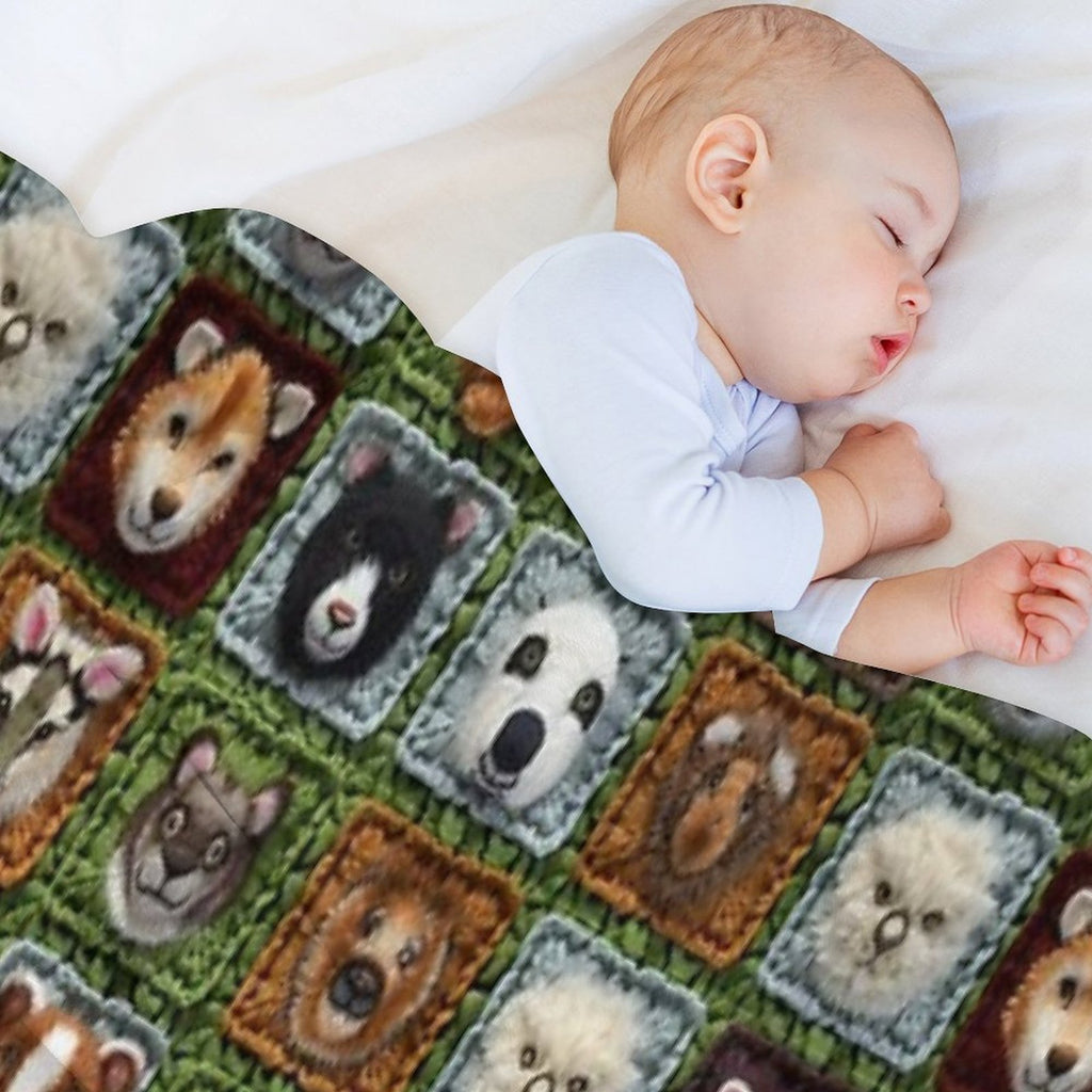 Wildlife Parade Colorful Animal Crochet Seamless Pattern Gift-ready Throw Blanket