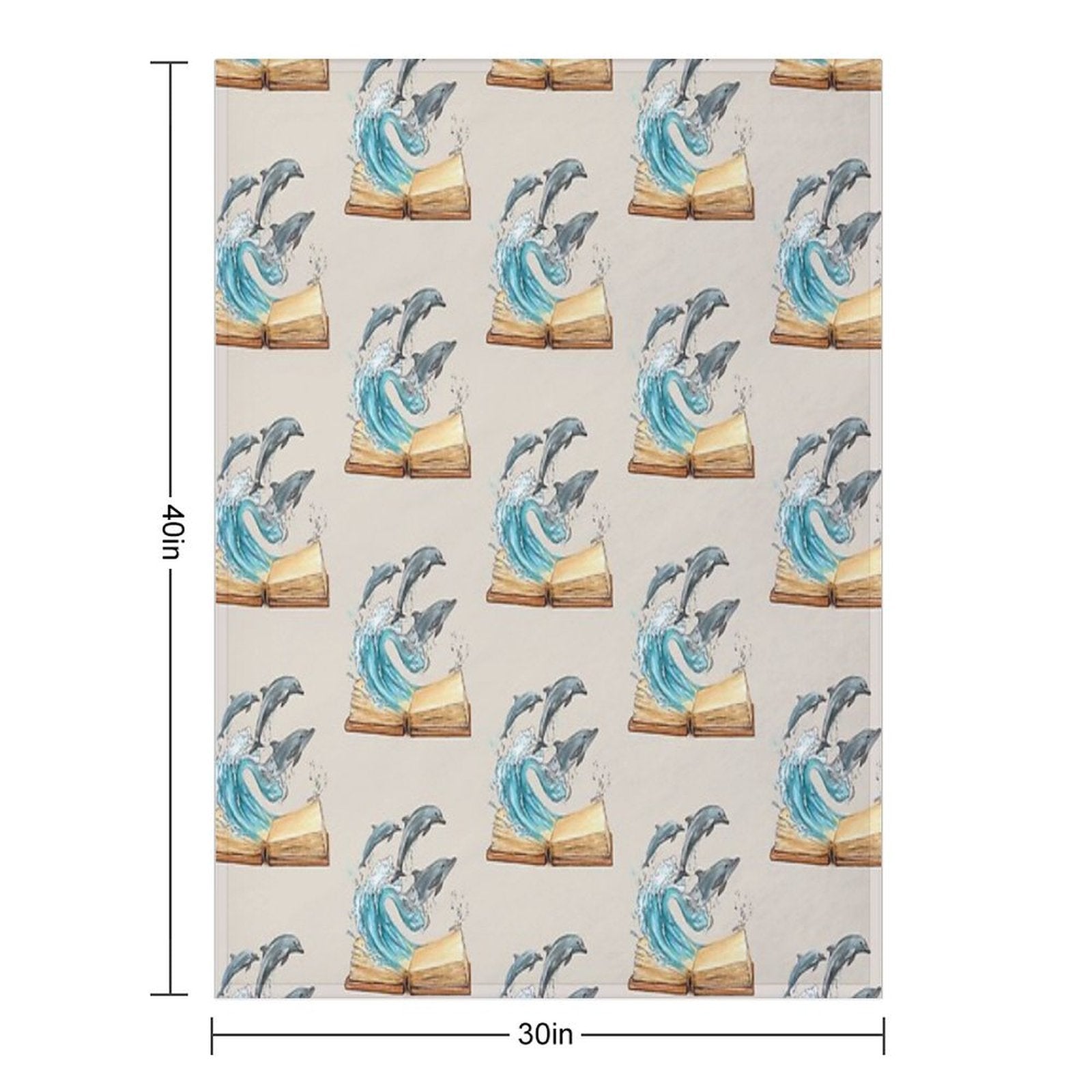 Dolphins Jumping from Old Book Watercolor Illustration Travel-friendly Throw Blanket