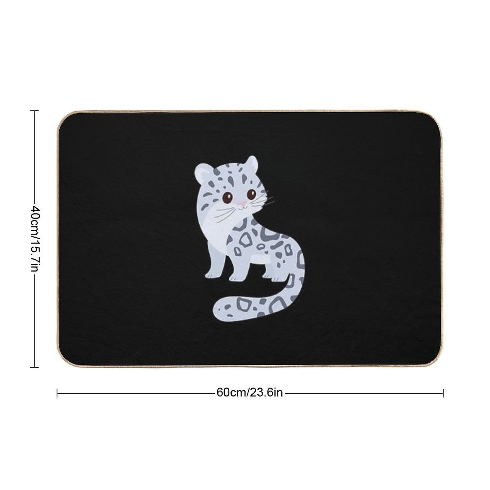Snow Leopard Cute Kawaii Cartoon Illustration For Kids  Pet-Safe Bath Mat