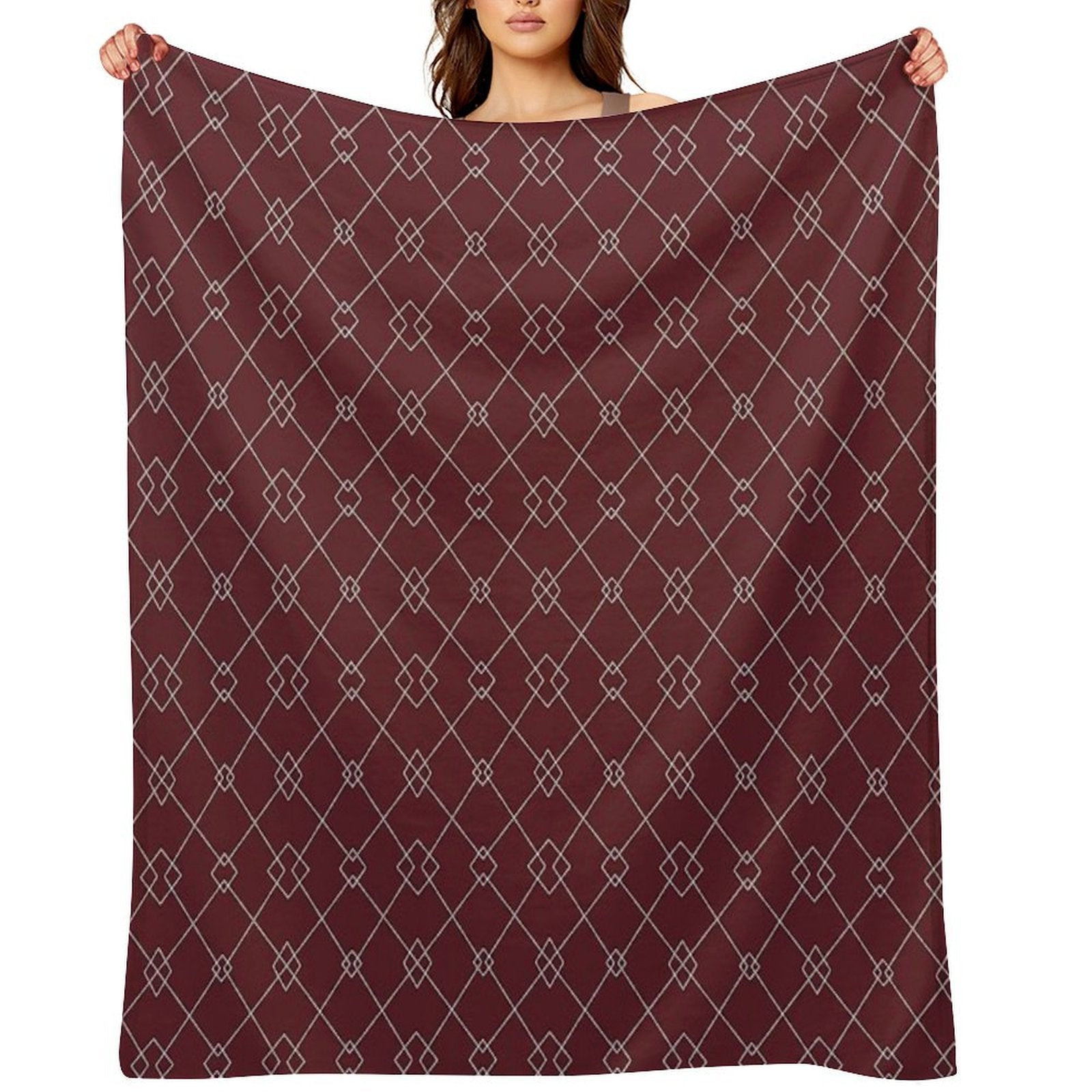 Geometric Pattern Zig Zag Burgundy 2 Versatility Throw Blanket