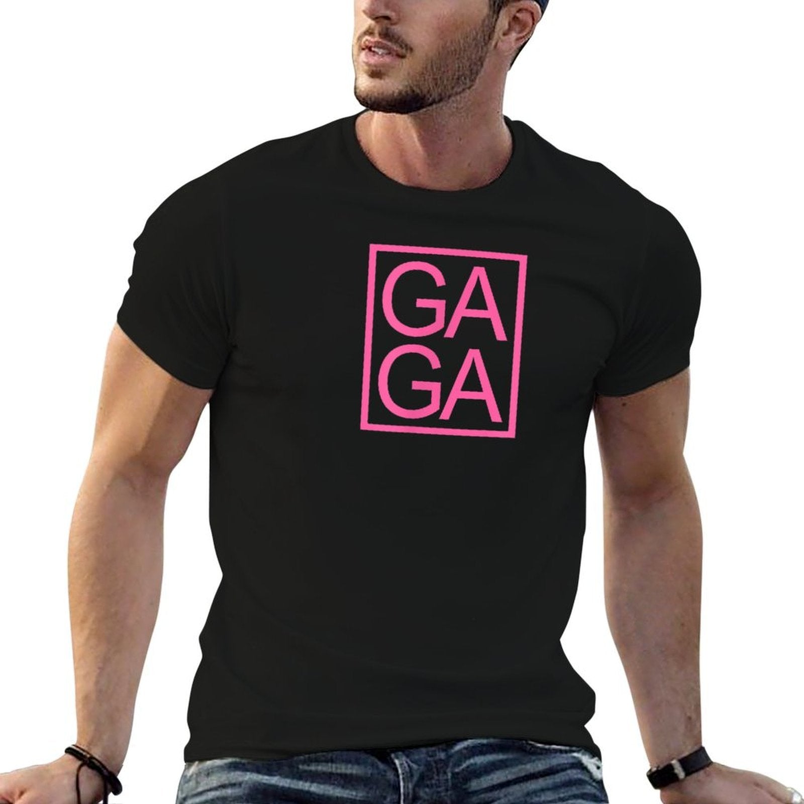 GAGA Novelty Graphic Unique Fun Gaga Typography  Tagless Design T-Shirt