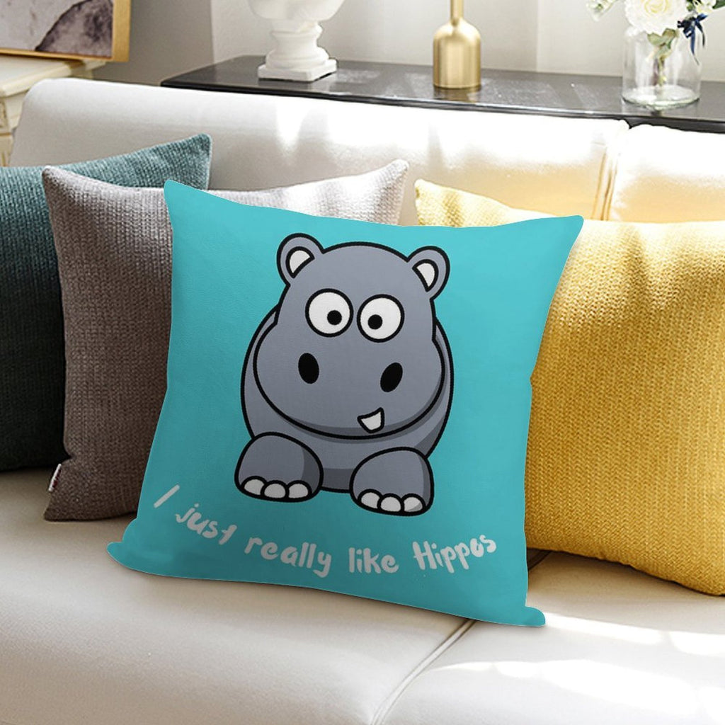 I Just Really Like Hippos Soft Anti-Pilling Throw Pillow