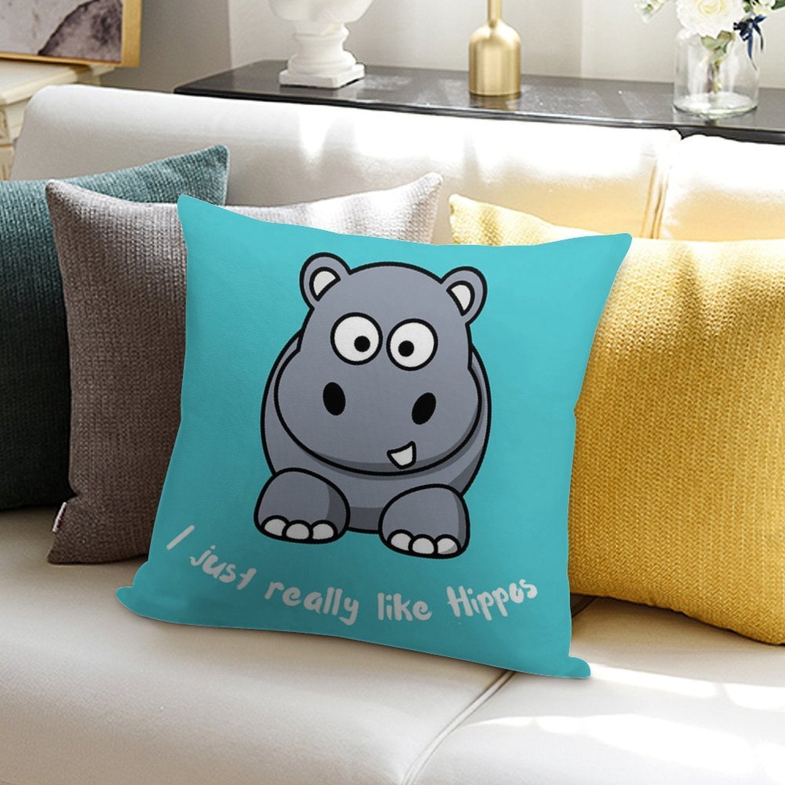 I Just Really Like Hippos Soft Anti-Pilling Throw Pillow