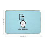 I Love Cold Showers - Penguin  Non-Slip Bath Mat