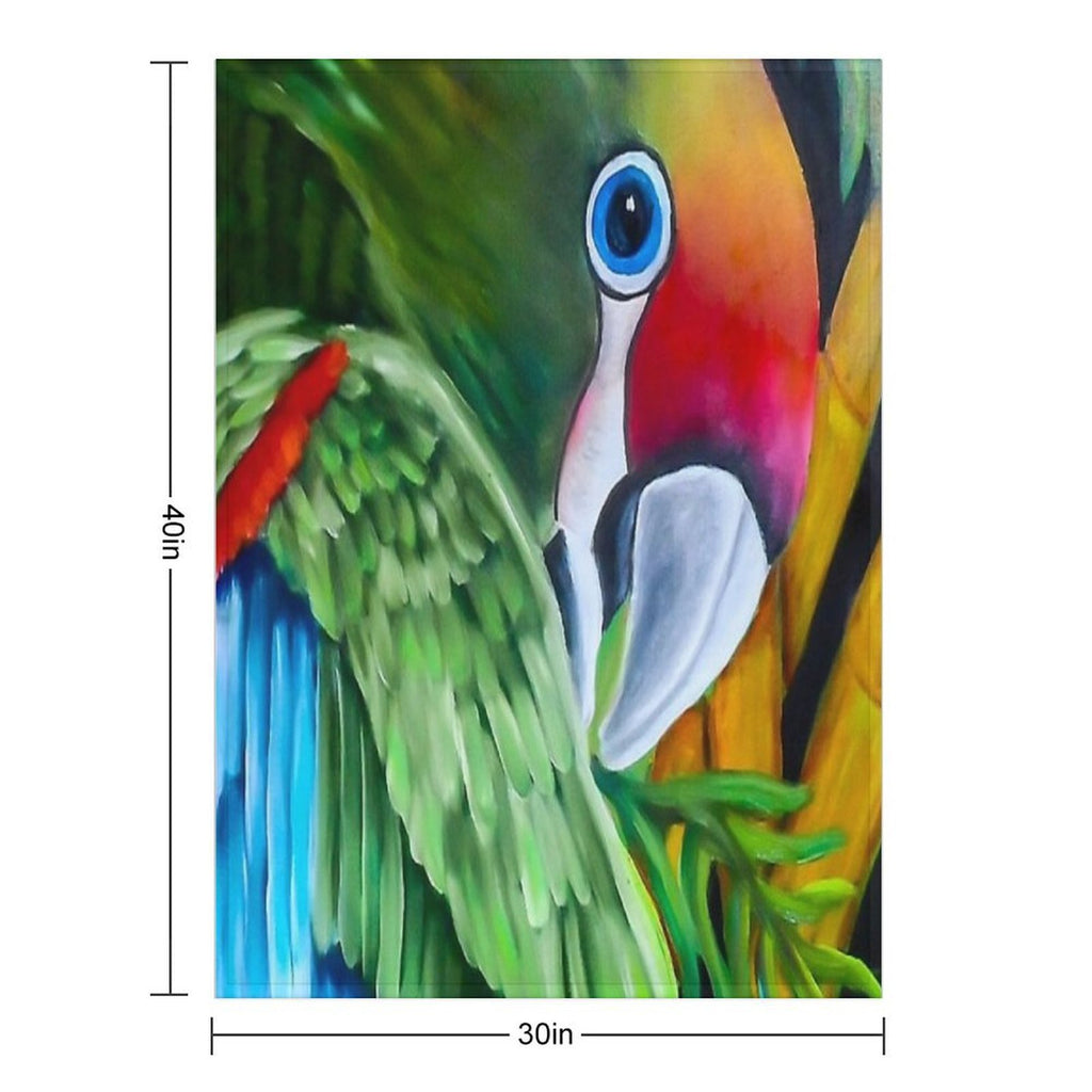 Tropical Green Parrot Shrink-resistant Throw Blanket