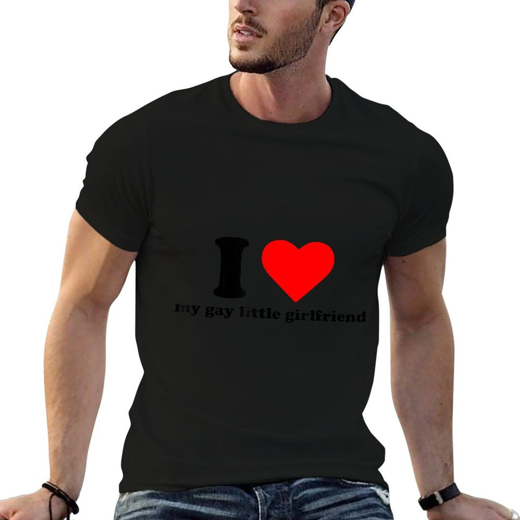 I Love My Gay Little Girlfriend Funny Cute Lesbian LGBT Love  Fade-proof Color T-Shirt