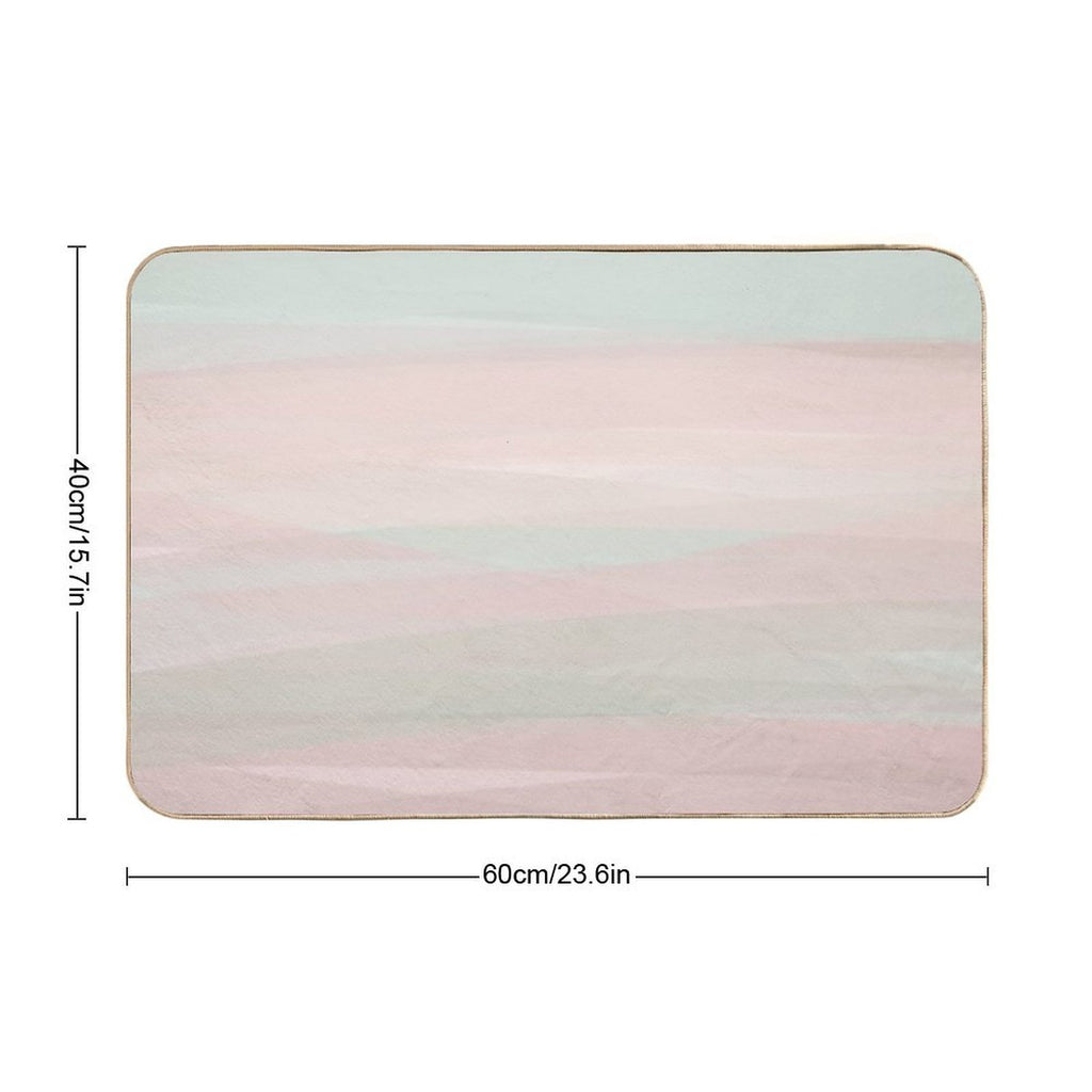 Pastel Shabby Chic Beige Peach Teal Abstract Art  Absorbent Bath Mat