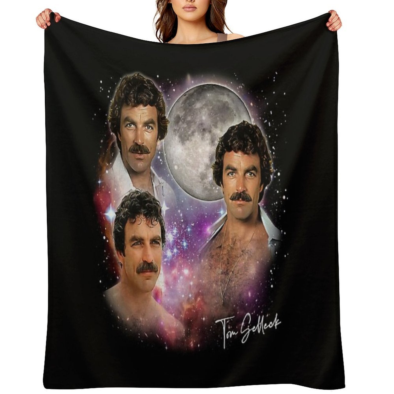 Tom Selleck - Original Fan Art 80s Aesthetic Compact Throw Blanket