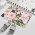 Spring, Floral Watercolor, Pink Rose Bouquet  Versatile Bath Mat