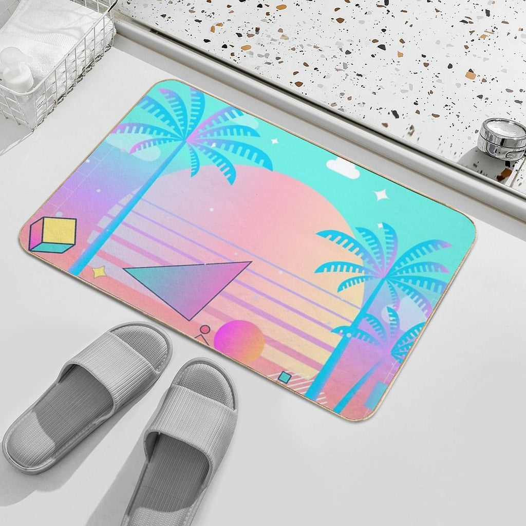 Vaporwave Pastel Sunset  Slip-Resistant Bath Mat
