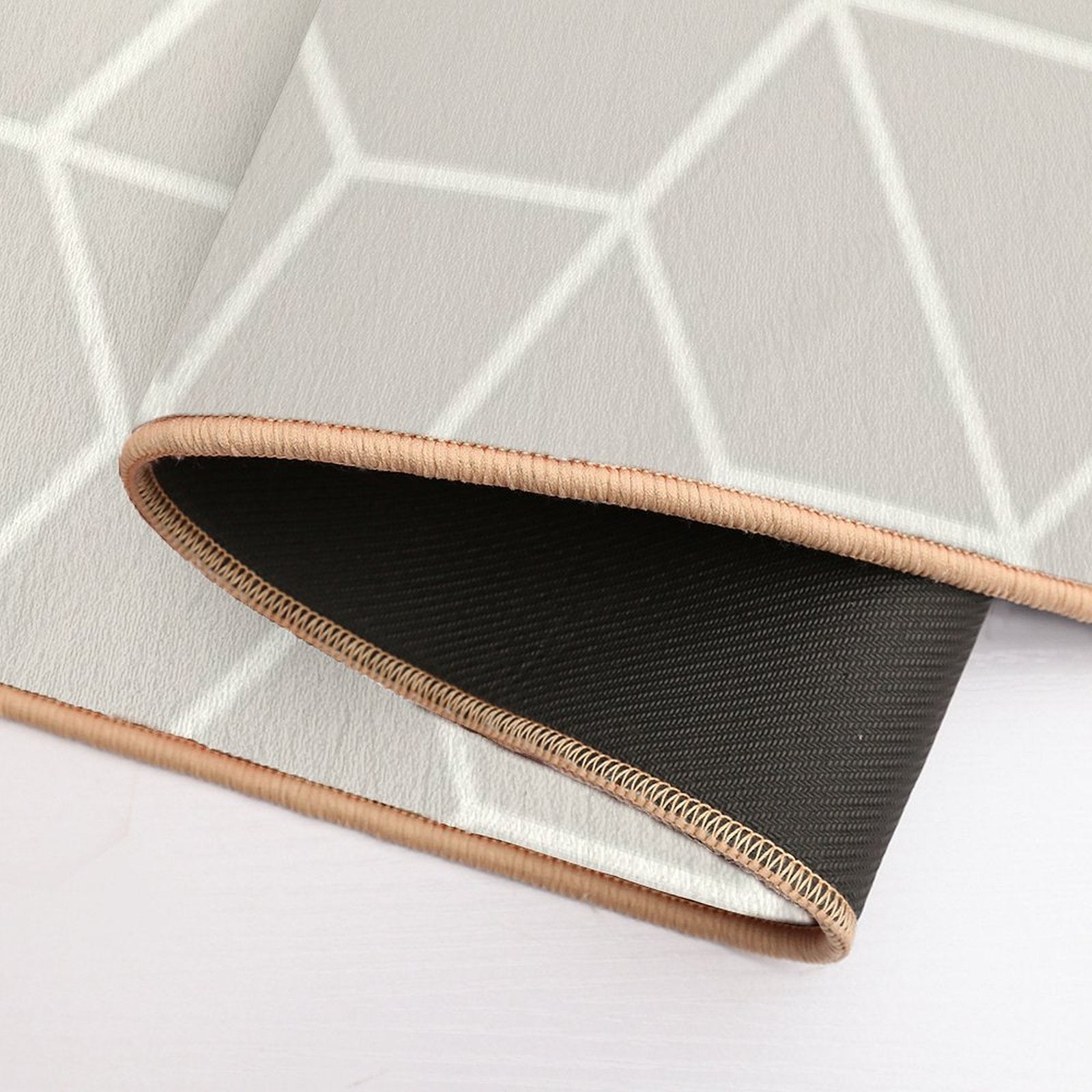 Serene Retro Mosaic - Linen Beige And White  Toxin-Free Bath Mat