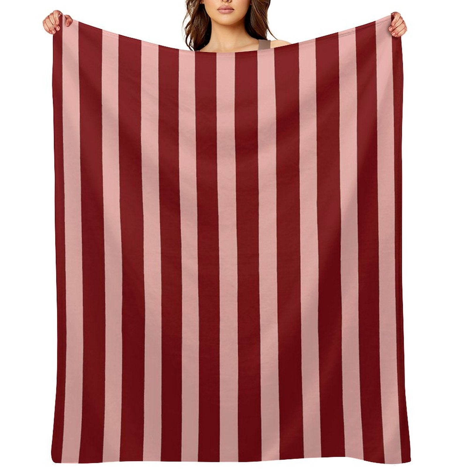 Hand Drawn Vertical Stripes Cherry & Pink Comfort Throw Blanket