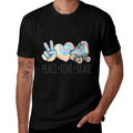 Tie Dye Roller Skating Forn Girls  Peace Love Skate  Rolled Sleeves T-Shirt