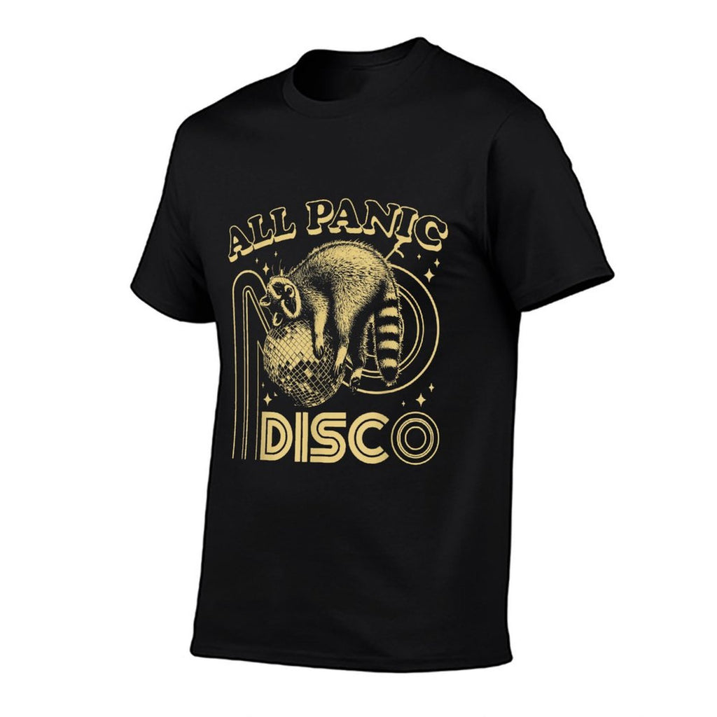 Funny Raccoon Meme All Panic No Disco Retro Street Cat Men Women Kids  Stretchy T-Shirt