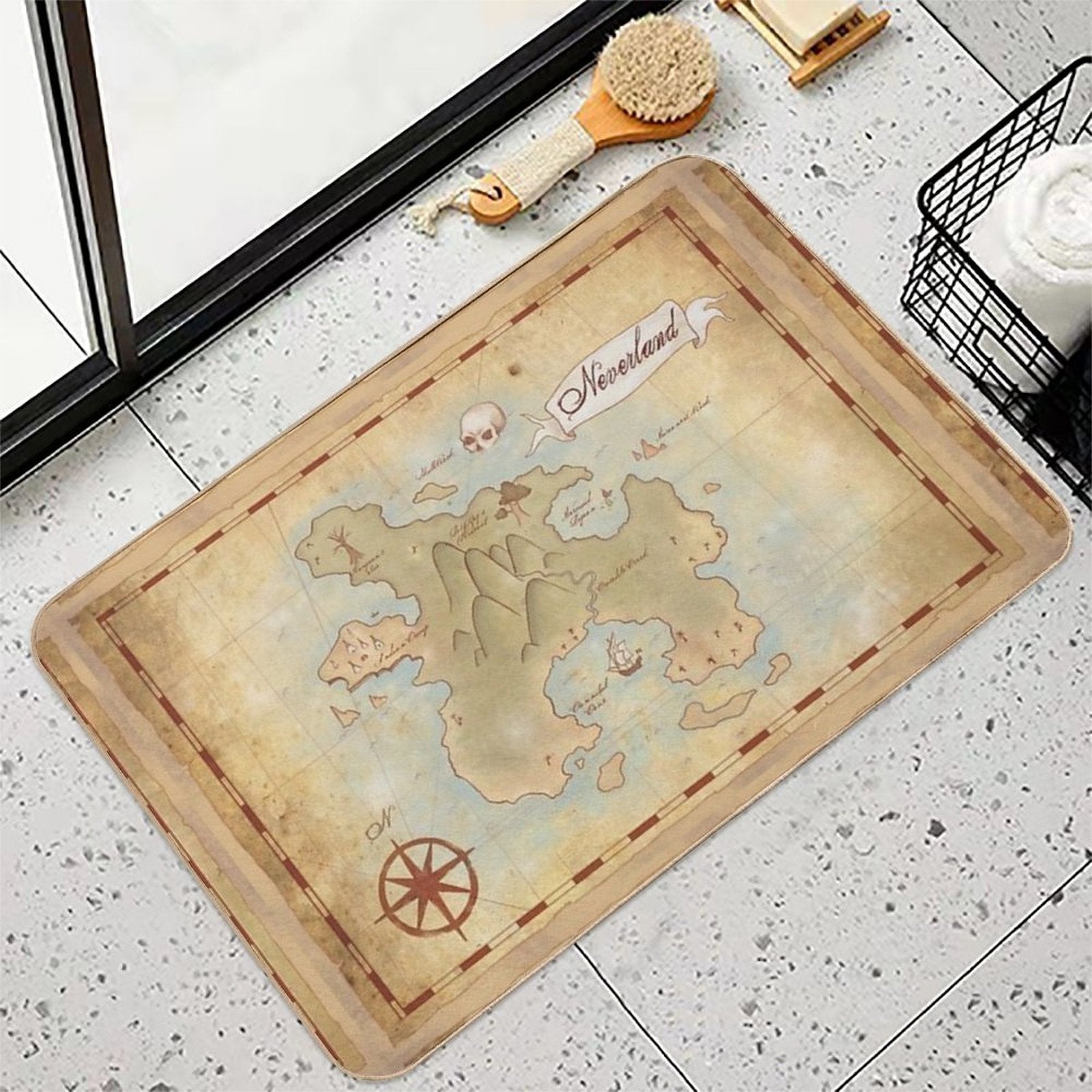 Map of Neverland  Easy To Clean Bath Mat