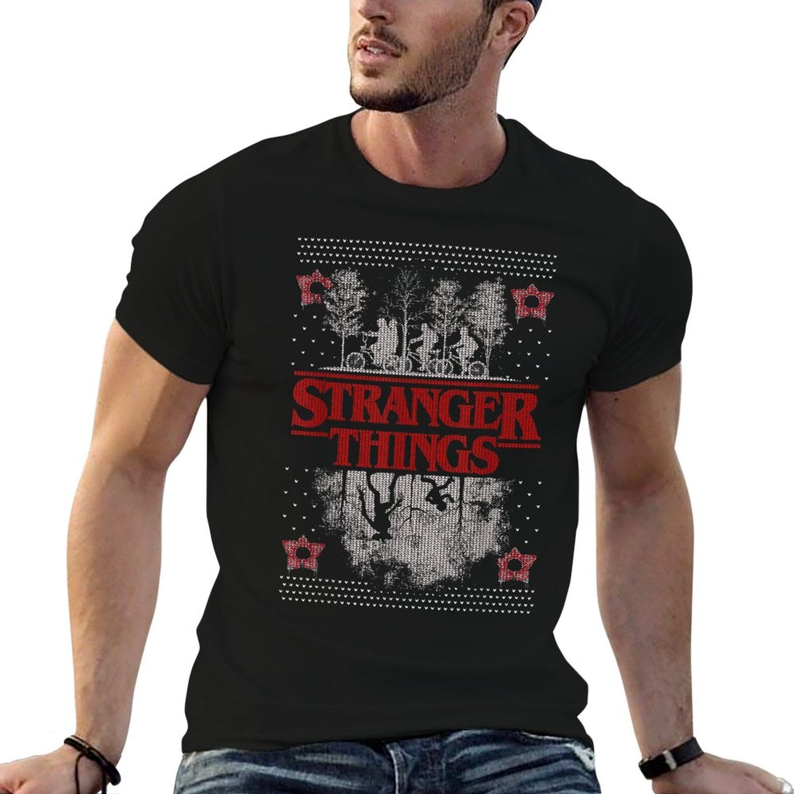 Netflix Stranger Things Ugly Christmas Sweater Style  Moisture-wicking T-Shirt
