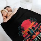 A-10 Warthog – Retro Jet Fighter Sunset Art Eco-conscious Throw Blanket